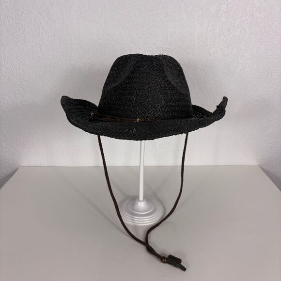 Oldstone Black Paper Straw Cowboy Hat Women's One Size - Picture 1 of 9